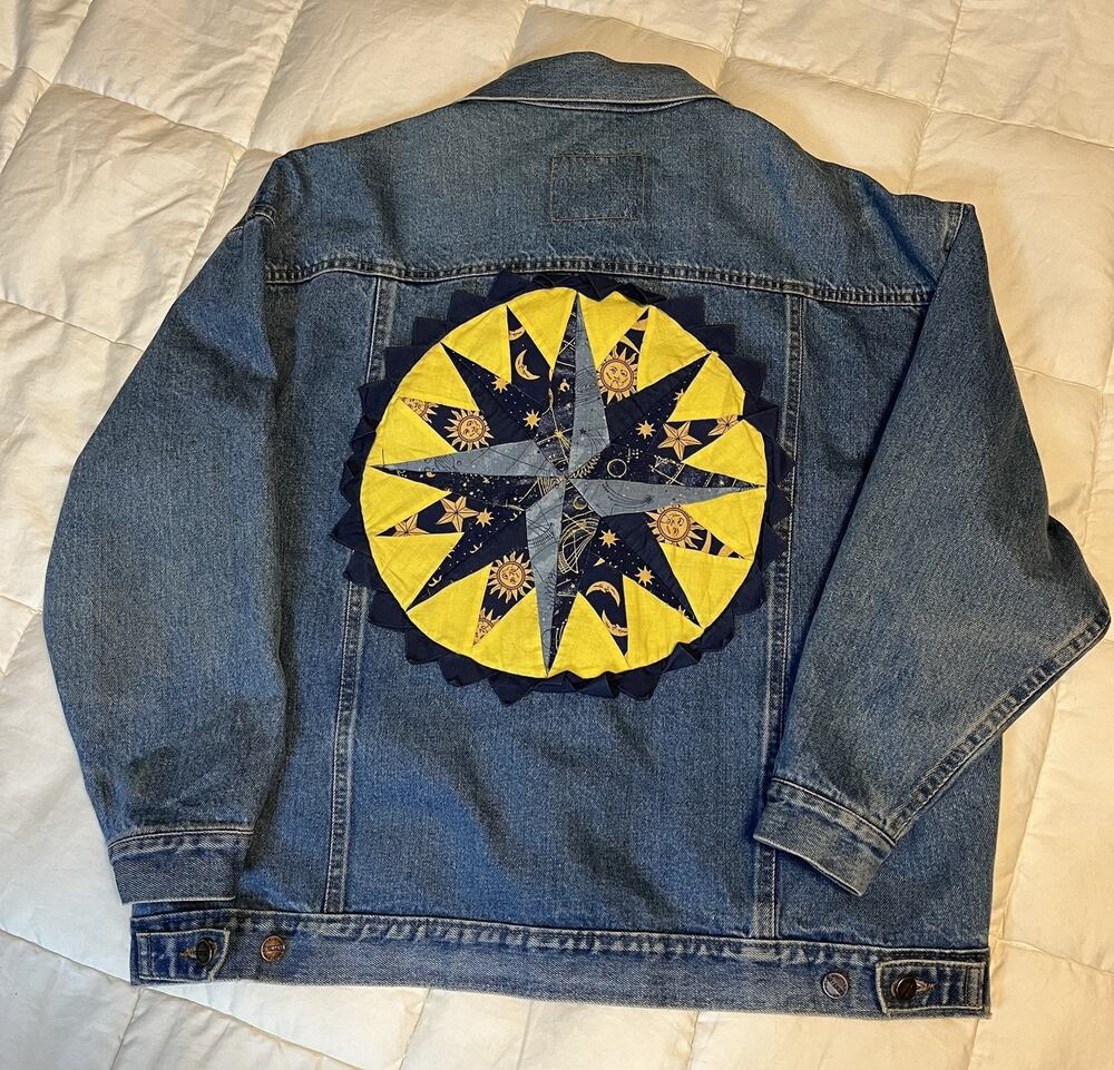 Vintage 80’s Venezia Denim Jacket Womens 18/20 One Of A Kind Hand Design On Back